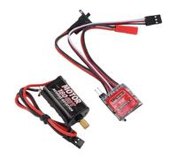 Keenso Brushed ESC, Brushed Motor ESC 1060 Brushed ESC ESC Brushed Brushed RC 30A Brushed ESC Electric Speed Controller 2S with Brake Red JST Power Connector 180 Motor for DIY Mini 1/16 (60T)