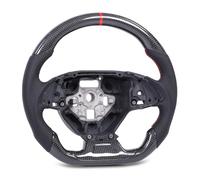 Keenso Carbon Fiber Steering Wheel, Flat Bottom D Cut Design with Perforated Leather Hand Grips and Red Stitching, Replacement for Camaro 2016 2024