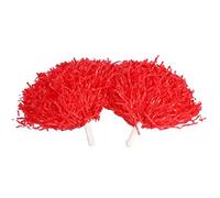 Keenso Cheerleading Poms, 2Pcs PE Cheerleading Pom Poms Red Cheer Pom Poms Sports Party Dance Useful Accessories (red) dance supplies