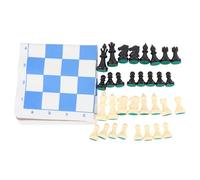 Keenso Chess Set, Plastic 32 Chessmen 65mm King, PU Leather Grid Board for Travel Adults and Kids