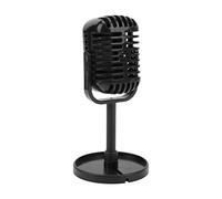 Keenso Classic Plastic Prop -Microphone for Filming Dance Shows Practice Light Fake Karaoke Microphone for, Portable Toy Decor for (Black)