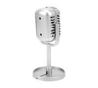 Keenso Classic Plastic Prop -Microphone for Filming Dance Shows Practice Light Fake Karaoke Microphone for, Portable Toy Decor for (Silver)