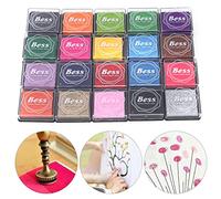 Keenso Coloured Ink Pad Kit 20 Colors Bright Sponge for Children Education Stamp Pad 4x4cm for Hand-Eye Coordination & Imagination, Non- &, for Kids