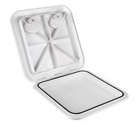 Keenso Deck Lid Marine Deck Plate Boat Cover Heavy Duty Stabilized ABS White 370mm X 375mm with Non-Slip Surface Rubber Seal for Yacht RV Boat Internal External Installation