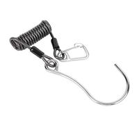 Keenso Diving Stainless Steel Single Hook, Spring Anti-Lost Reef Hook with Spiral Coil Lanyard(Black) diving
