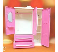 Keenso Dollhouse Closet, Toy Accessories, Mini Princess Furniture, Wardrobe Ornaments, Stylish Mini Wardrobe Decoration for Doll Costume Storage, Various Parties [Material: ABS, Size: (pink)