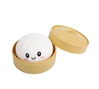 Keenso Dumpling Toy, PP and TPR Dumpling Squeeze Toy with Steamer, Stress Relief Sensory Dough, Soft Squeeze Feel, Compact Desktop Fidget for Teens and Adults (White)
