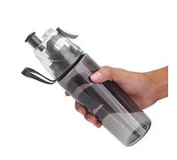 Keenso Duokon Water Spray Bottle, 600ML Portable Clear Plastic Spray-Head Anti-Leak Water Bottle Sports School Cycling(Black) Outdoor catering equipment