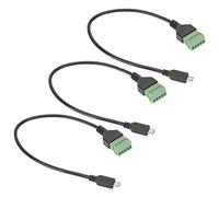 Keenso Durable Micro USB 5 Pin Male to 5 Pin Screw Connector Cord for Fast Data Transmission, 3pcs Cables for Travel and Daily Use