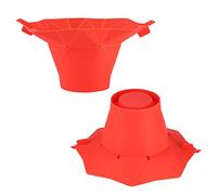 Keenso Durable Red Silicone Microwave Popcorn Maker with Hinged Lid and Support Handle