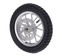Keenso E Bike Front Wheel Rim Tire, Rubber Front Wheel Tire 12.5x2.75in Disc Brake Sprocket Bolts for 47 49 2 Stroke Mini Dirt Bike (Sliver)
