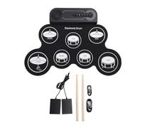 Keenso Electric Drum Set, 7 Drum Pads with 2 Pedals and 2 Sticks Rechargeable Roll Up Kit with Travel Bag for Music Class Party Xmas