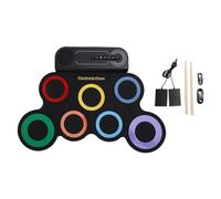 Keenso Electric Drum Set, Roll Up Drum Practice Kit with Built in Stereo Speaker 7 Pads Rechargeable Design Music Learning and Outdoor Play