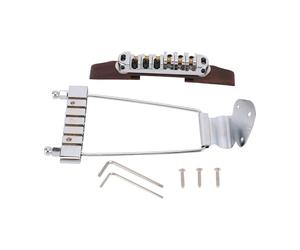 Keenso Electric Guitar Bridge Set, Zinc Alloy Jazz Guitar Bridge Kit 6 String with Roller Saddle and Tailpiece, Chrome Plated Replacement for Electric Players