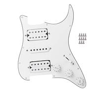 Keenso Strat Loaded Pickguard, 2 Color Charged Electric Guitar Card Humbucker Pickguard with Pre-Wired HSH Pickup for Fender Strat (White)
