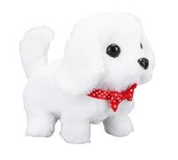 Keenso Electronic Plush Puppy Toy Interactive Moving Tail and Ears with Realistic Sounds for Kids 3+ Years Soft Companion for Empathy Training and Pretend Play (White)