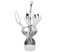 Keenso Elegant Dishes with Zinc Climbing with a Swan Holder for Fruit Salad Dessert, 3 Spoons of 3 Forks, Home Decoration