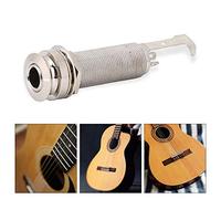 Keenso End Pin Output Jack, 1/4 Inch Cylinder Long Threaded End Pin Output Jack Socket for Electric Guitar Bass Acoustic (Silver)