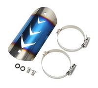 Keenso Exhaust Heat Shield Cover, Stainless Steel Muffler Pipe Protector with Universal Clamp for Motorcycle, Prevents Burns and Damage (Bluing)