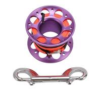 Keenso Fishing Line Reel, Aviation Aluminum 15m Diving Reel with Stainless Steel Double Hook for Outdoor Boating Marine Operations (Purple)