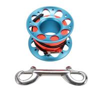 Keenso Fishing Line Reel, Aviation Aluminum 15m Diving Reel with Stainless Steel Double Hook for Outdoor Boating Marine Operations (Blue)