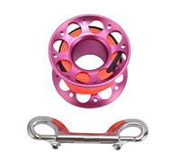 Keenso Fishing Line Reel, Aviation Aluminum 15m Diving Reel with Stainless Steel Double Hook for Outdoor Boating Marine Operations (Rose Red)