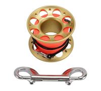 Keenso Fishing Line Reel, Aviation Aluminum 15m Diving Reel with Stainless Steel Double Hook for Outdoor Boating Marine Operations (Gold)