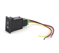 Keenso Fog Lamp Switch 12V 4 Pole LED Push Button Fog Light Control Switch Plastic with Cable Quick Response Illuminated Controller for