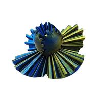 Keenso Gear Ball 3D Printed, Stress Relief Fidget Toy with Interlocking Gears, Premium PLA Construction, Portable Desk Companion, Captivating Visual Patterns, Multi-Age Entertainment, (Gold Blue)