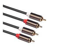 Keenso Golden Plug Socket Copper Cable Aluminum Alloy Housings Cable TV -CD Player Patch (1.8M)