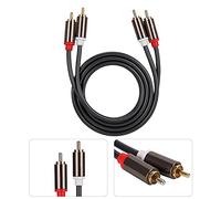 Keenso Golden Plug Socket Copper Cable Aluminum Alloy Housings Cable TV -CD Player Patch (1M)