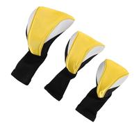 Keenso Golf Club Head Covers for Fairway Woods Driver Hybrids, 3Pcs Long Neck Mesh Golf Club Headcovers Set with Interchangeable No. Tags 3 4 5 6 7 X (Yellow White)