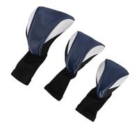 Keenso Golf Club Head Covers for Fairway Woods Driver Hybrids, 3Pcs Long Neck Mesh Golf Club Headcovers Set with Interchangeable No. Tags 3 4 5 6 7 X (Blue and White)