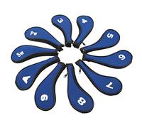 Keenso Golf Iron Head Cover Set, Neoprene Zippered Golf Head Cover, 10pcs Number Printed Washable Iron Covers for Clubs, Replacement for Golfers on Course Practice (Black Zipper)