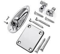 Keenso Guitar Roller String Retainers Set Metal Guitar Neck Plate with Electric Jack Plate 2 Retainers with Screws for Style Repair Upgrade Players (Silver)