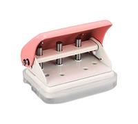 Keenso Handheld Pink Paper Puncher 3 Hole Punch with 5 Sheet Metal Capacity Metal Enamel Body for B5 A5 A6 A7 A4 Papers - Portable Office Building