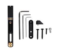 Keenso Headless Guitar Bridge, Zinc Alloy Chrome Plated Split Style Tailpiece for Electric Guitar Setup with Fanned Fret Design and Upgrade Parts (Black)