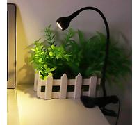 Keenso High Bright Desk Lamp with Adjustable LED Light Source, Clamp/Holder and Gooseneck, Energy Saving USB Table Lamp for Home Office, Black/White, 3W Power, for Beauty Salon/Home (Warm Light)
