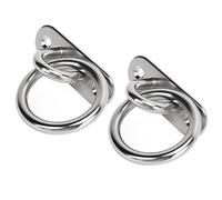 Keenso Hooks Pad Eye Plate, Practical 2pcs High Strength Stainless Steel Highly Polished Heavy Duty Pad Eye Plate Round Rings for Bags (8MM)