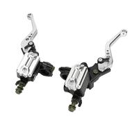 Keenso Hydraulic Clutch Brake Kit Motorcycle, CNC Aluminum Alloy Brake Lever Set 22mm 7 8 Inch Handlebar, Power Off Switch Mirror Hole, for Street Dirt Pit Bike Riders (Silver)