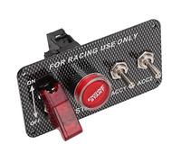 Keenso Ignition Switch Panel, Aluminum Alloy Racing Car Ignition Switch 12V 40A with Engine Start Button, Carbon Fiber Style Toggle Panel for Universal Racing Cars