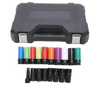 Keenso Impact Socket Set, 1/2 Inch Drive 6 Point and 12 Point Socket Set with 360° Scratch Proof Protective Sleeve and Blow Molded Case for Wheel Hub Nuts