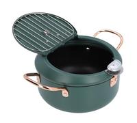 Keenso Japanese Frying Pan, Iron Cooking Pot with Oil Temperature Display for Authentic Cooking, Suitable for Traditional Japanese Dishes (Green)