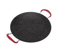 Keenso Korean BBQ Grill Pan Made of Iron Stone, Flat Glossy, Grill Gill Plate for Cooking Grilled Meat (30cm)