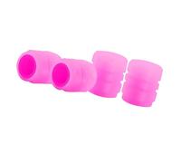 Keenso Luminous Tire Valve Caps, Premium Rubber Glowing in Dark Auto Wheel Valve Stem Covers for Car Accessories, with Dust Water Protection for Night Rides (Pink)