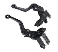 Keenso Motorcycle Brake Clutch Master Cylinder Levers, CNC Aluminum 7/8 Inch 22mm Handlebar Clutch Lever Pair, 6 Position Adjustable Mirror Mount Reservoir Kit for Universal Motorcycle