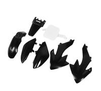 Keenso Motorcycle Fairing Body Work Kit, ABS Plastic Splash Guard Set with Front Mudguard and Side Panels for CRF50 XR50 to Pit Dirt Bikes (Six Black and One White)