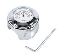 Keenso Motorcycle Handlebar Mount Thermometer, Watch Handlebar Temp Gauge Dial Clock White Handlebar Clock Handlebar Temp Gauge Aluminum Alloy Waterproof Dial Noctilucent 7/8 and 1 Handlebar Mount