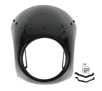 Keenso Motorcycle Headlight Fairing, 7in Motorcycle Headlight Fairing Protective Windshield Universal for Most Motorcycles Round Headlamp(Glossy Black) other other