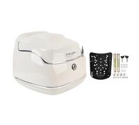 Keenso Motorcycle Luggage, 38L Motorcycle Top Box Water Proof ABS Universal Fit with Key Lock Base Plate Holds Full Size Helmet Gloves Tools (White)